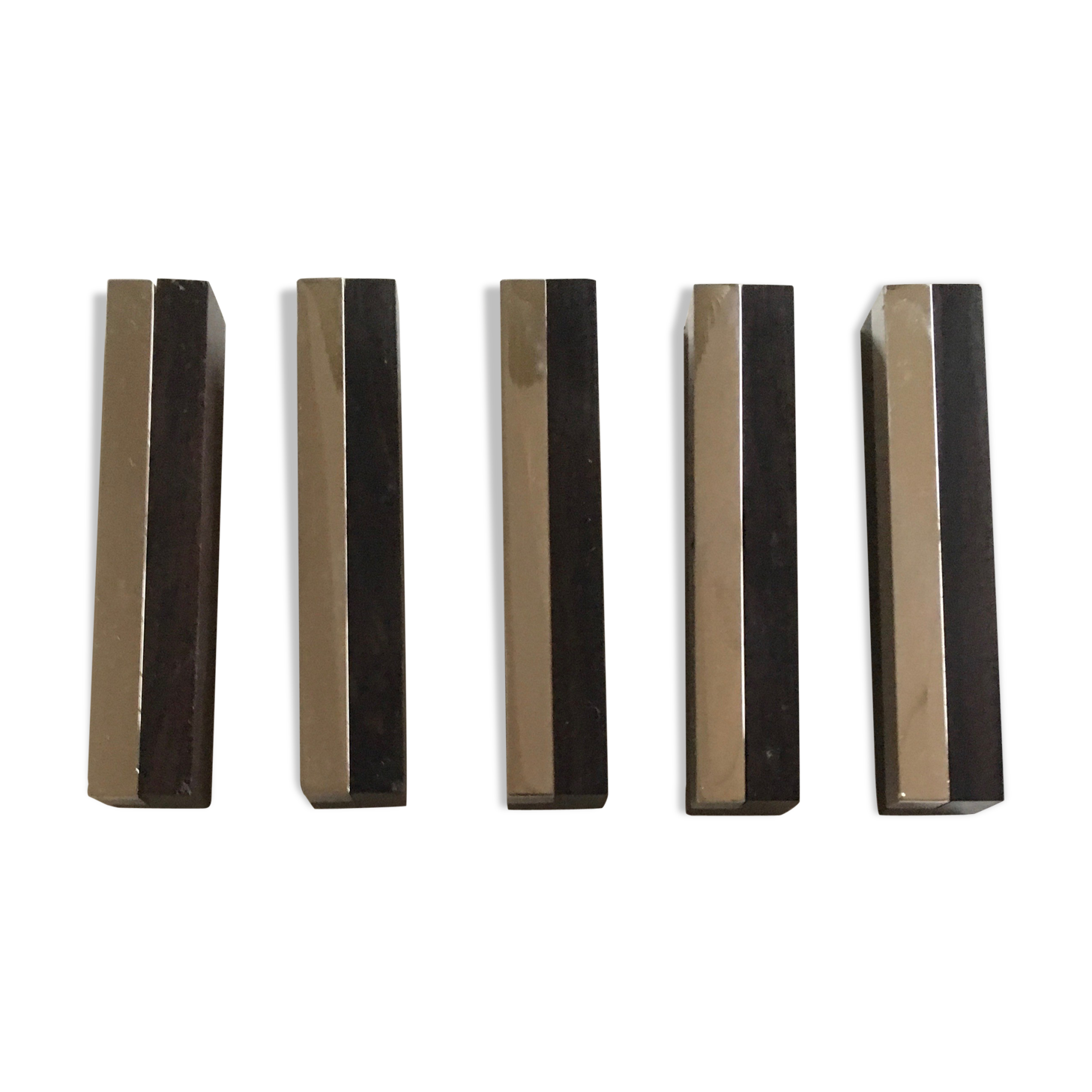 Set de portes couteaux 70s en ébène du mozambique et acier chromé