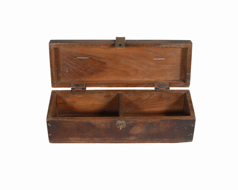Box box old cashbox commercant wood old teck patine brown india