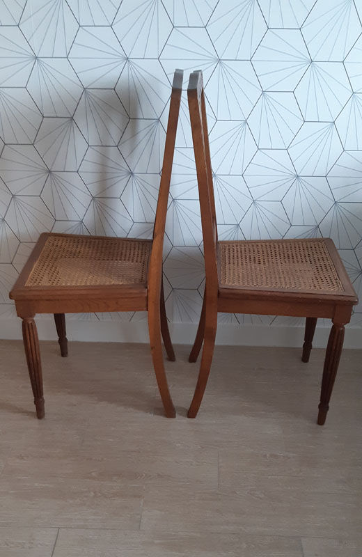 Set of 2 vintage art deco cans chairs.