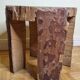 Brutalist solid wood coffee table carved from a room in a plane tree trunk