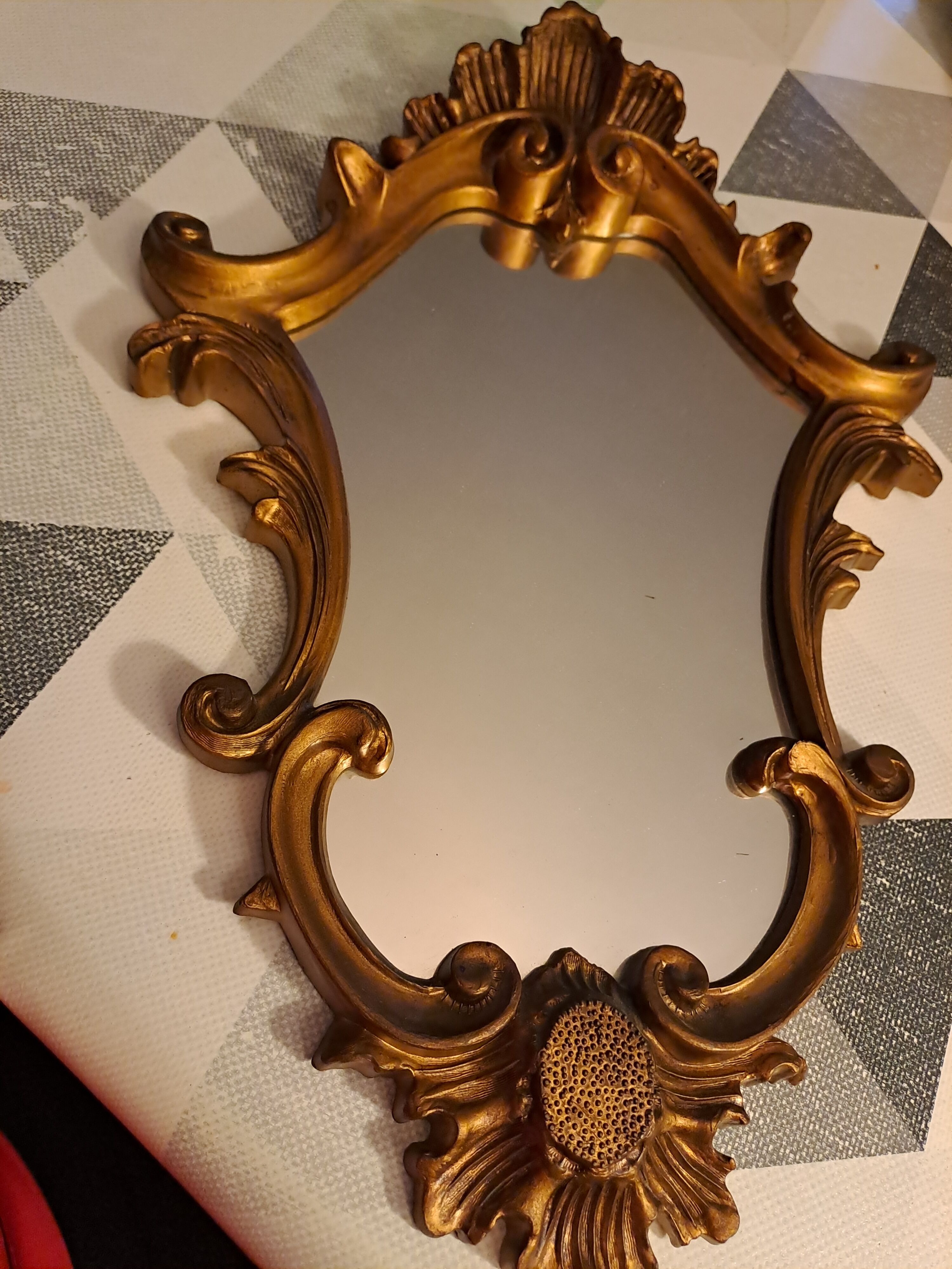 Baroque style mirror gilded wood glass vintage decoration