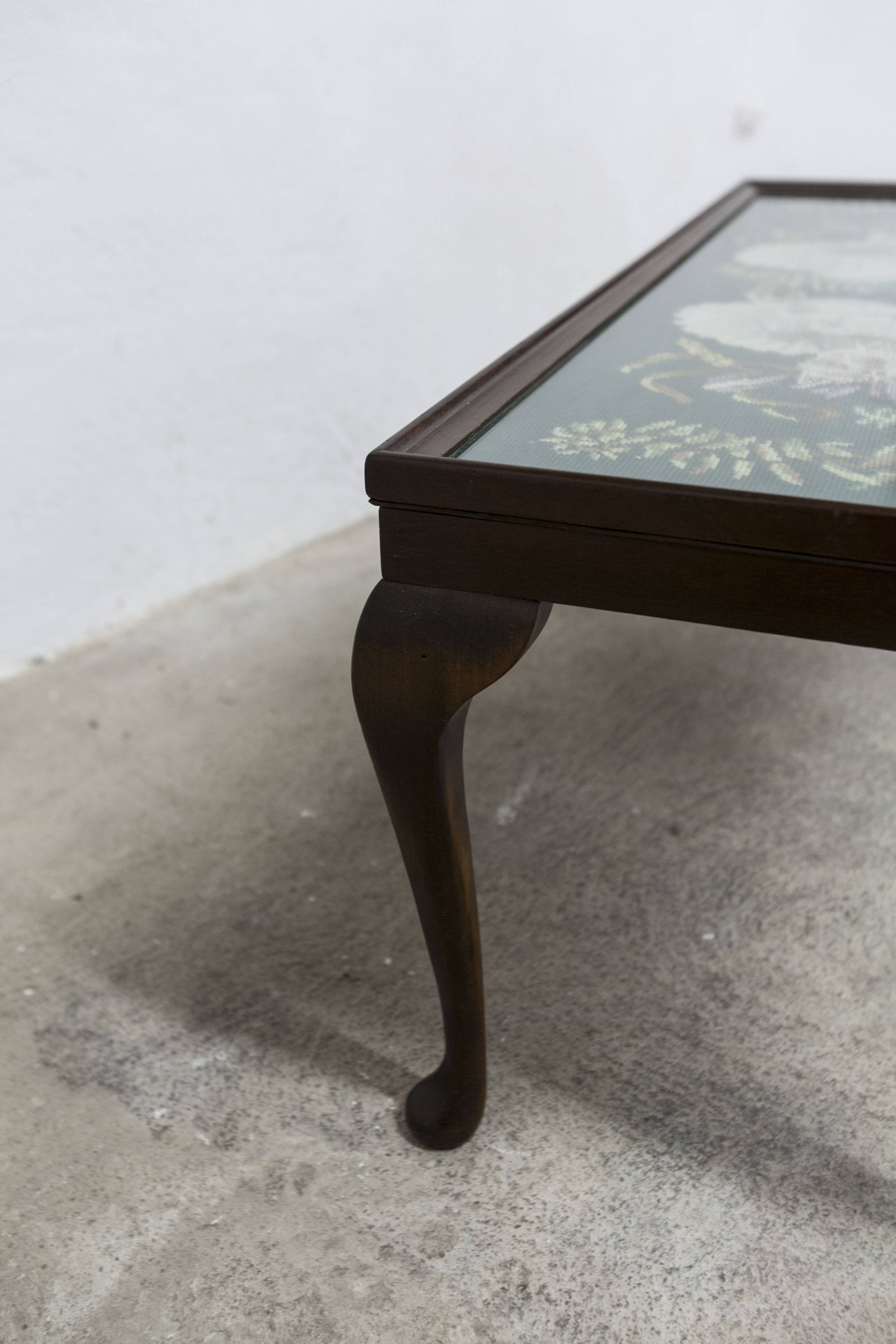 1940 Needlewoman Shop London Coffee Table Embroidery Under Glass