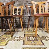 Set of 6 mismatched Baumann style bistro chairs from the 1970s