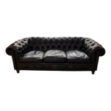 Canapé Chesterfield en cuir noir Poltrona Frau, 1980