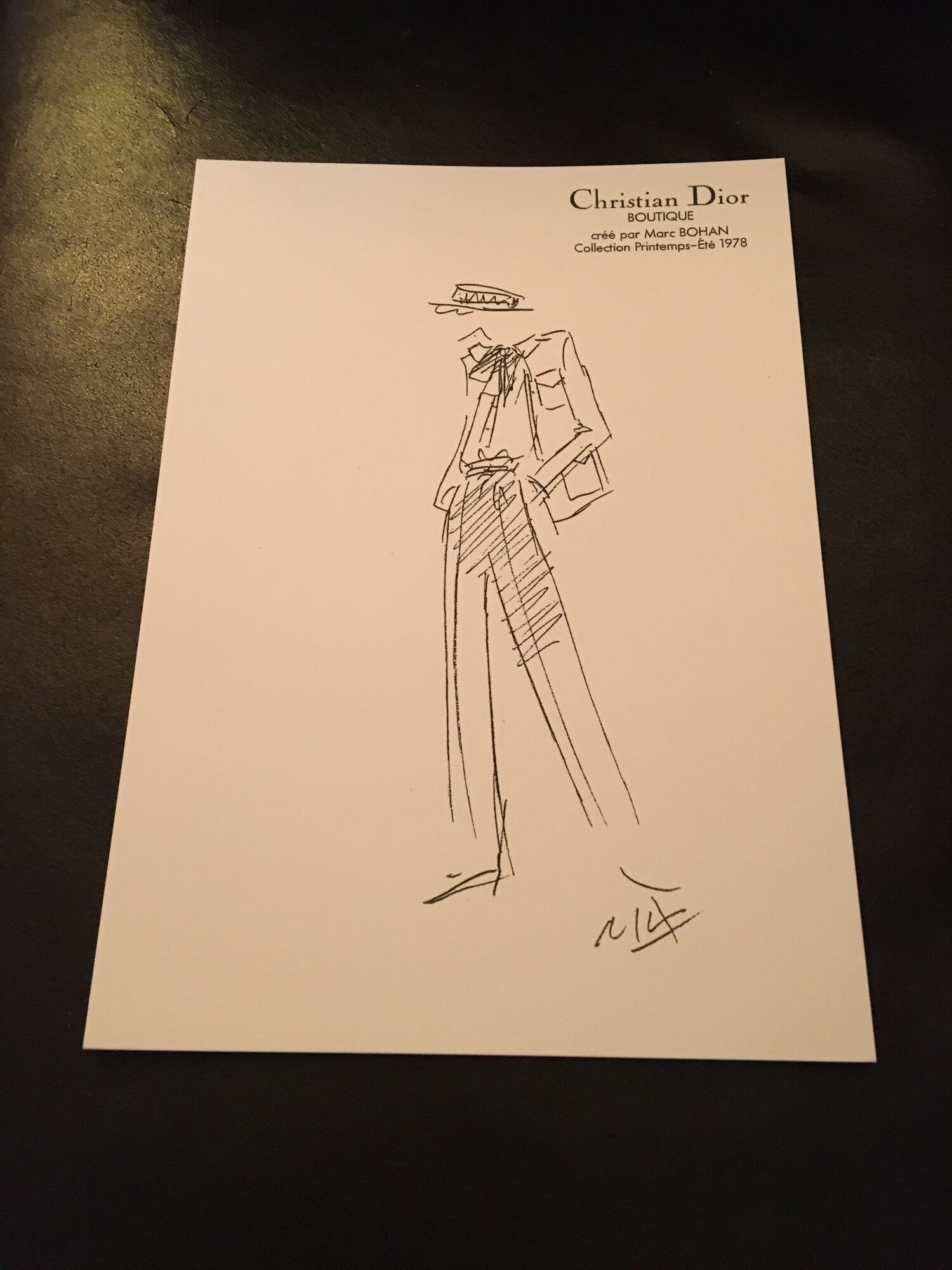 Black and white press fashion illustration Christian dior - 1978