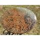 Vintage rattan table with reconstituted cement and stone top
