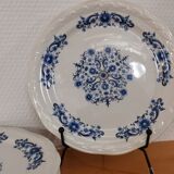 Set of 8 old dessert plates in French earthenware Moulin des Loups from the 50s