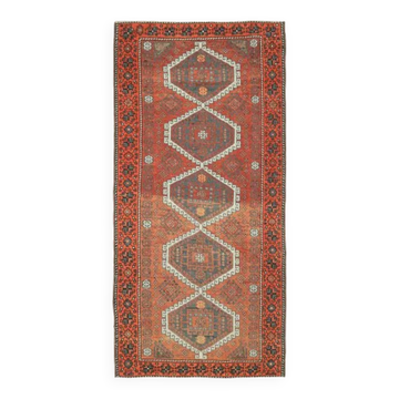 1970s vintage Turkish Oushak handmade wool cotton orange area rug 117x245