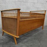 70s rattan and wood children's bed