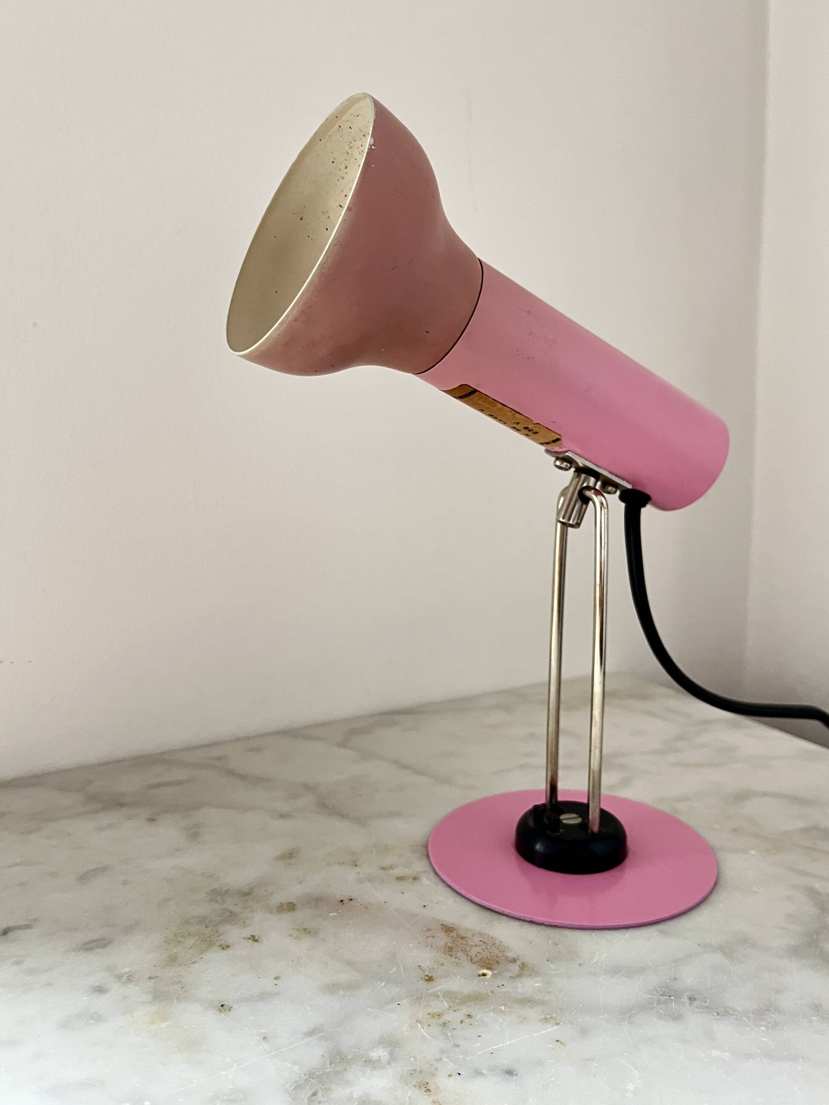 Vintage Varialux 3141 Pink Wall Table Adjustable Lamp, Industrial, GDR, 80s