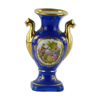 Vase en porcelaine de Limoges scène romantique estampillé GOUMOT-LABESSE - vintage