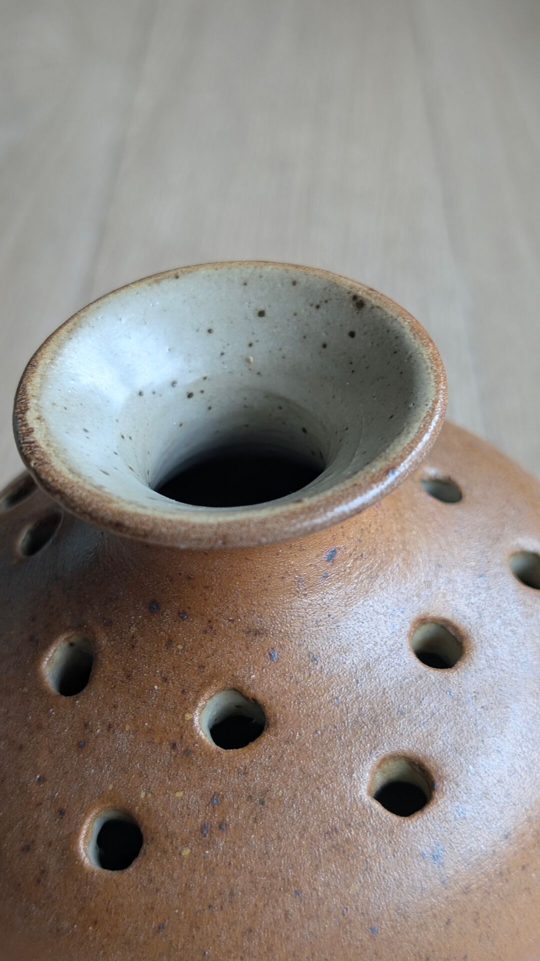 Vintage flower vase in stoneware from Puisaye – Signed Georges Robin