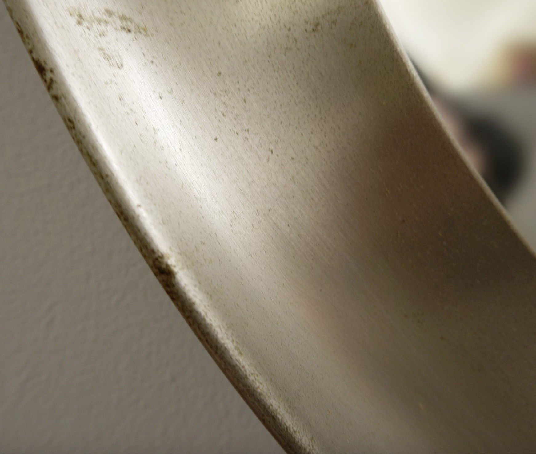 Brushed chrome round mirror 1970s 83x83cm