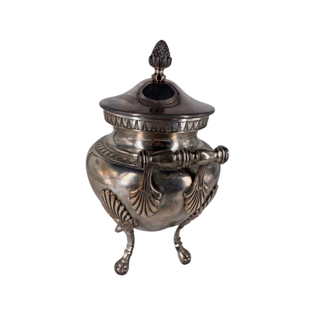 Empire style coffee and tea service in silver metal. Marked RM for Roux-Marquiand 20th century