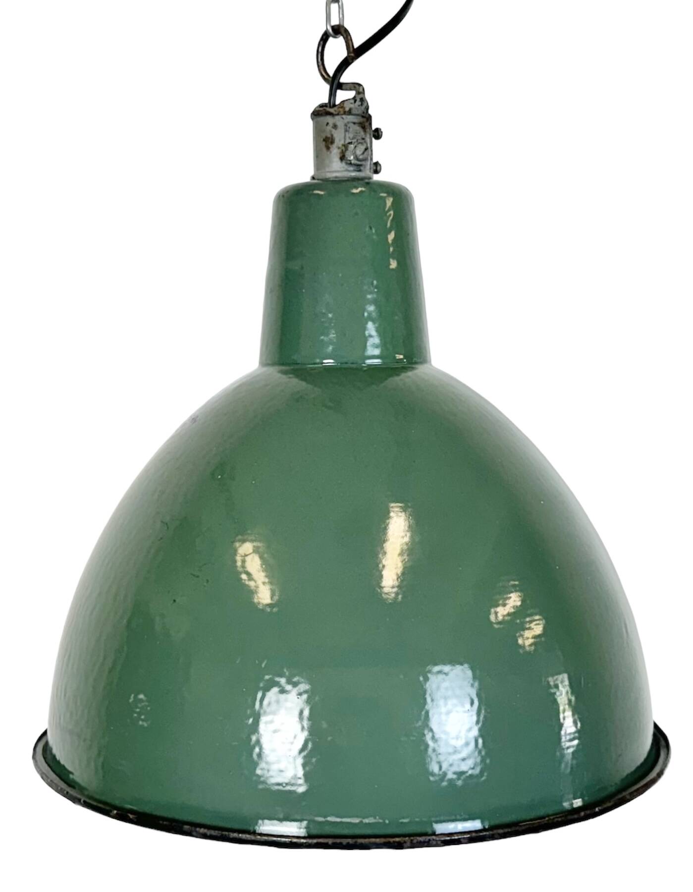 Industrial Green Enamel Factory Pendant Lamp, 1960s