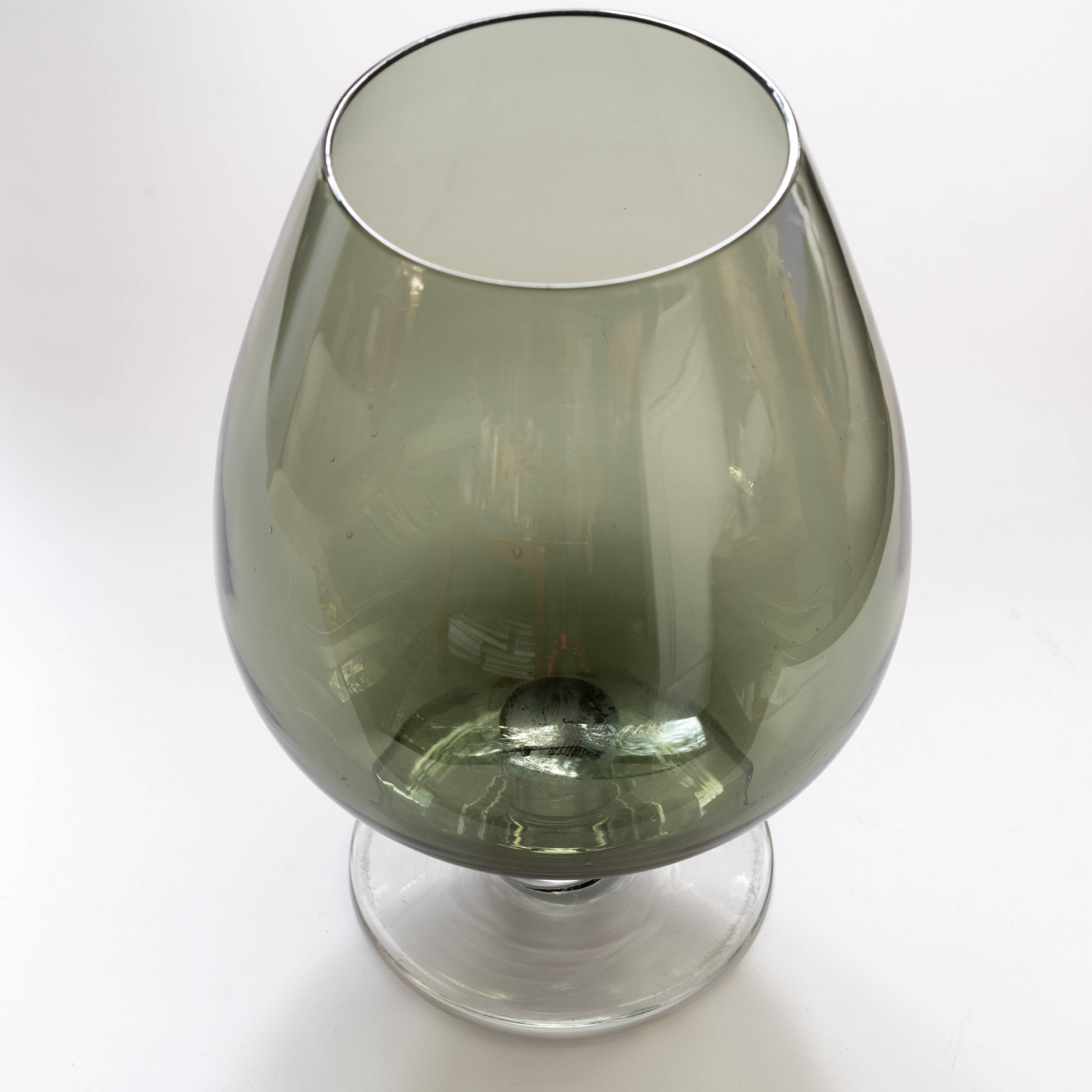 Smoked glass vase, cognac glass shape, c. 1970