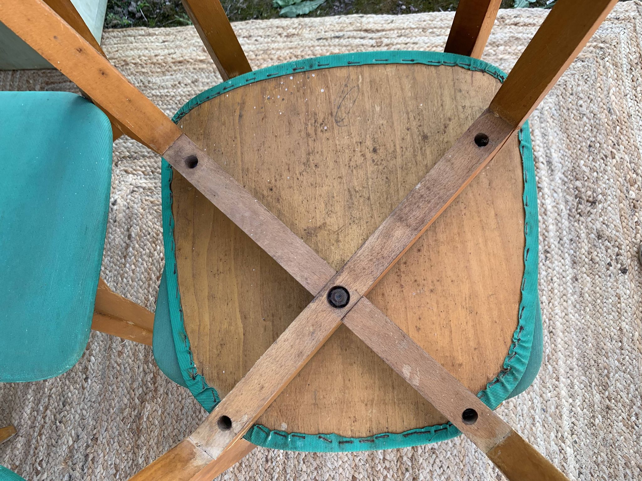 Set of 4 vinyl and wood chairs