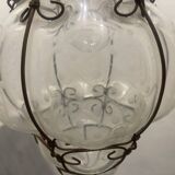 Wrought Iron Murano Glass Light Pendant 1950’s