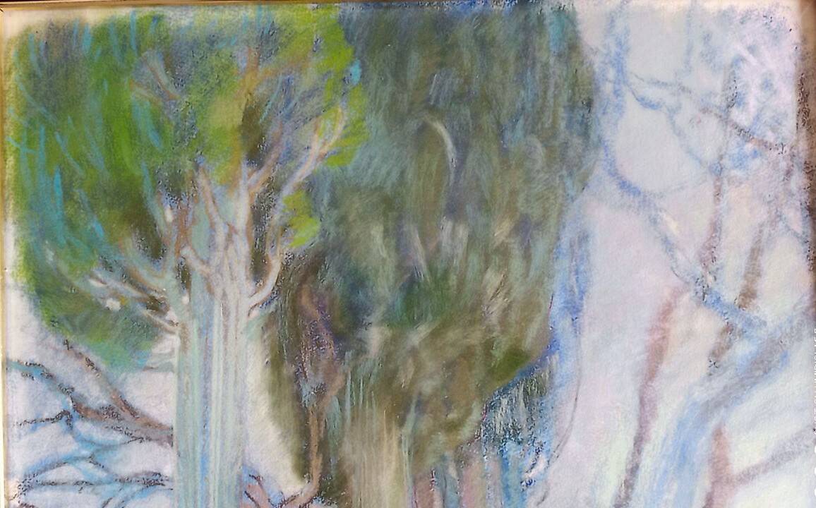 Pastel - Christine Delessert - 72 x 53 cm - sous-bois bleu
