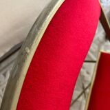 Set of 2 folding opera chairs in red velvet and brass