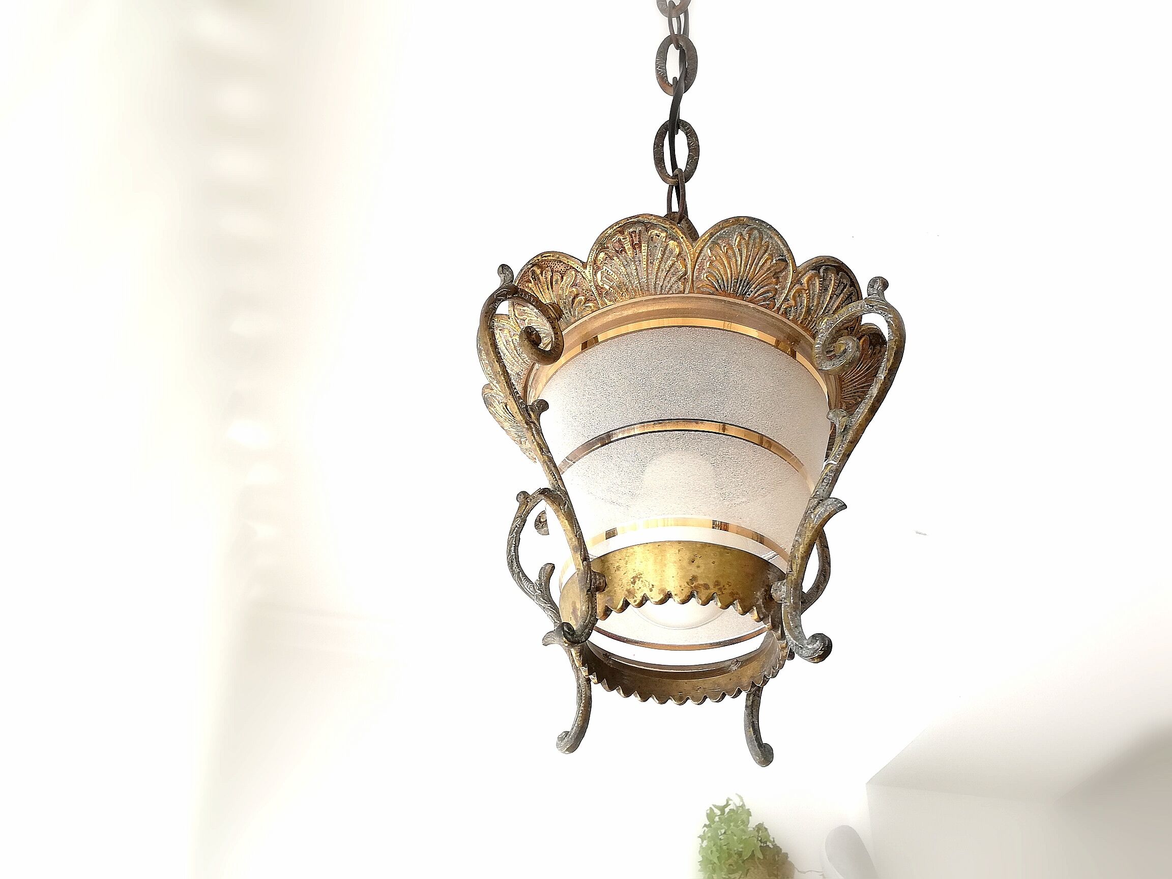 Antique Gothic ceiling lamp bronze  1920
