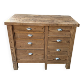 Ancien établi en bois 8 tiroirs