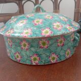 Old glazed ceramic covered pot