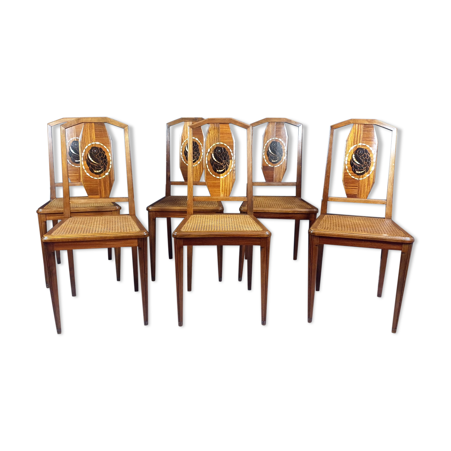 Set of 6 ebony chairs Nancy School Art Nouveau era