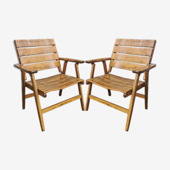 Pair of Sodibois exterior armchairs