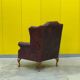 Burgundy Leather Wingback Chesterfield Armchair