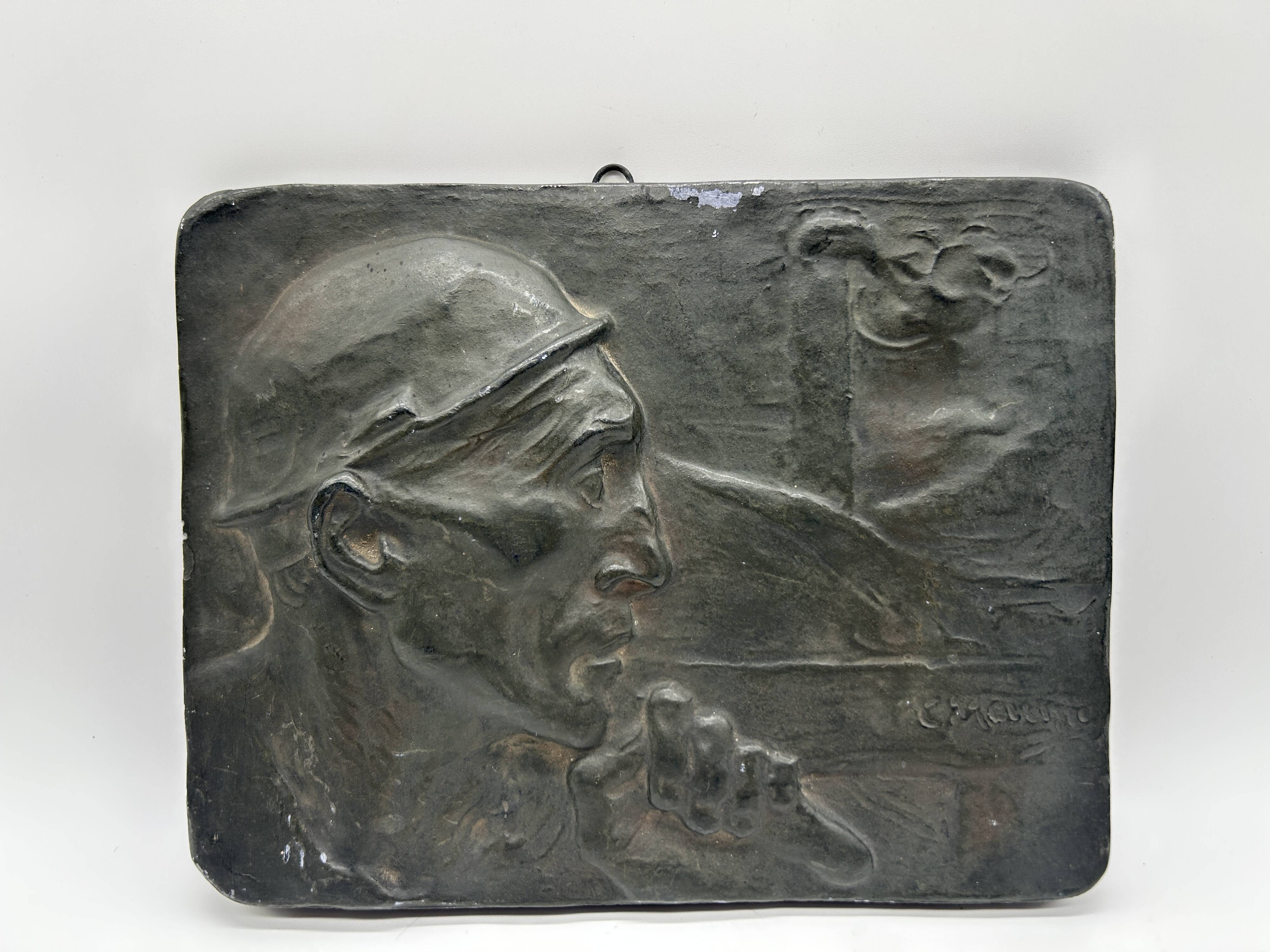 Plaster bas-relief "The Miner" by Constantin Meunier