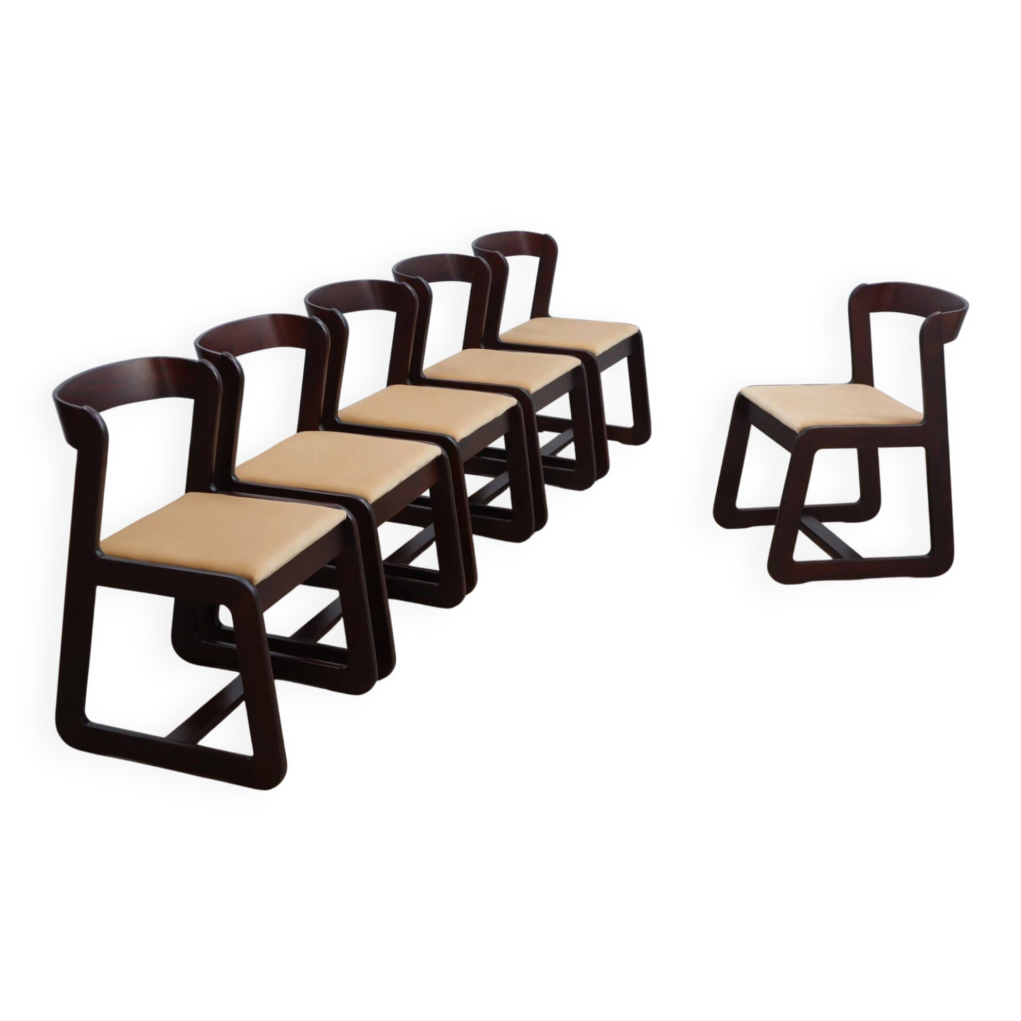 6 chaises de salle à manger Mario Sabot, Italie années 1970