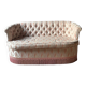Small vintage 2-seater sofa from the 70s in Hollywood Regency style, satin pink.