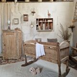 Antique renovated oak cradle