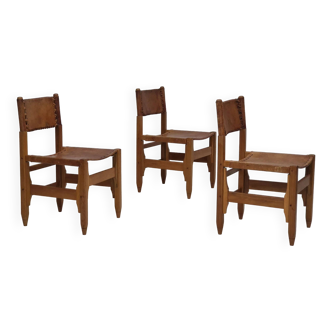 Années 1960, design Werner Biermann pour Arte Sano, ensemble de trois chaises, état d'origine.