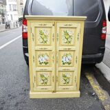 Old Small Hand Painted Wooden Cabinet