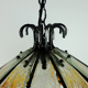 Lampe suspendue brutaliste des années 60-70 en fer forgé et en verre de Murano.