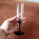 6 vintage black opaline footed flutes