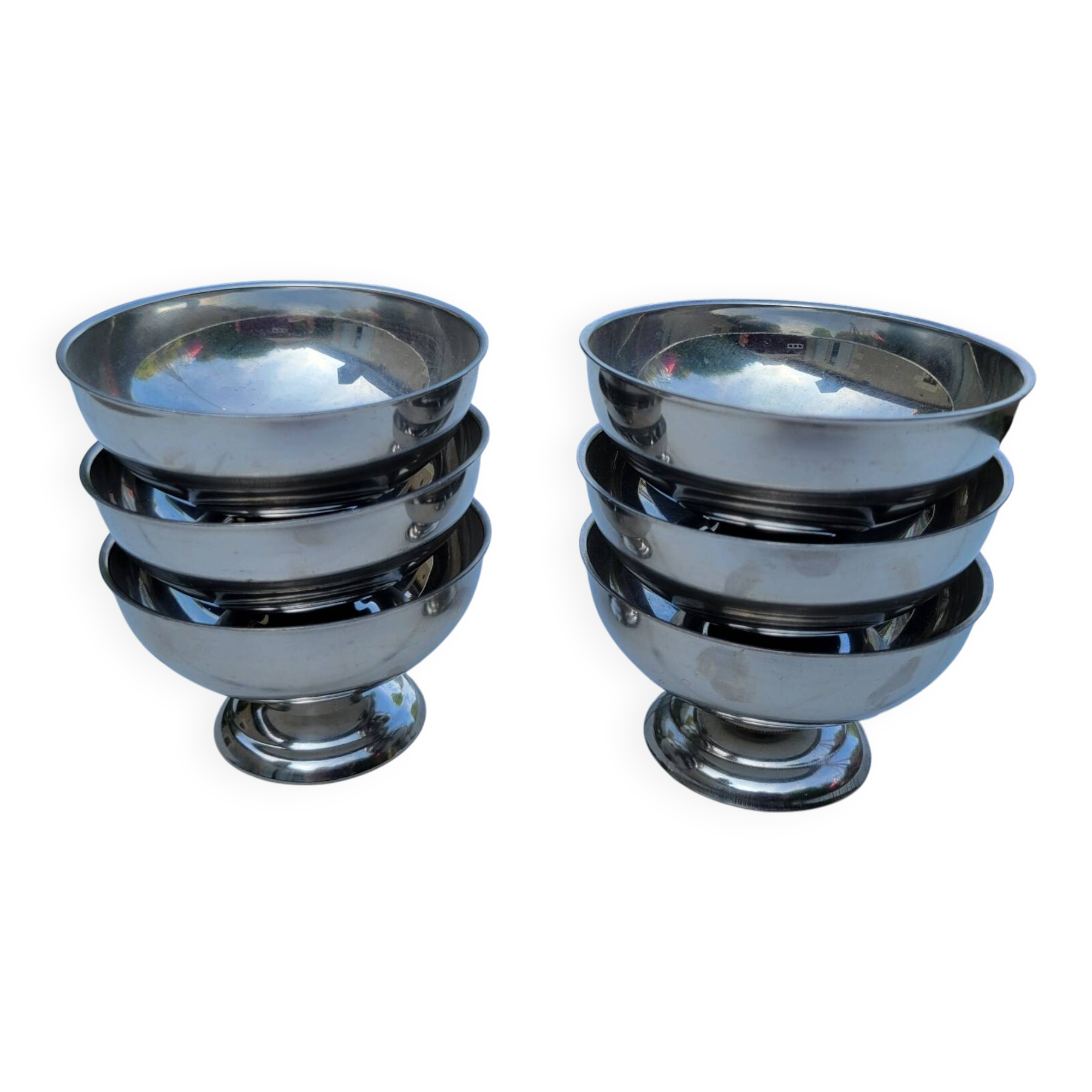 6 stainless steel ice cream bowls