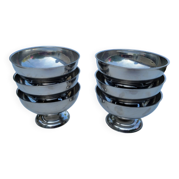 6 stainless steel ice cream bowls