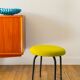 Black iron stool and boiled wool, green, 1960