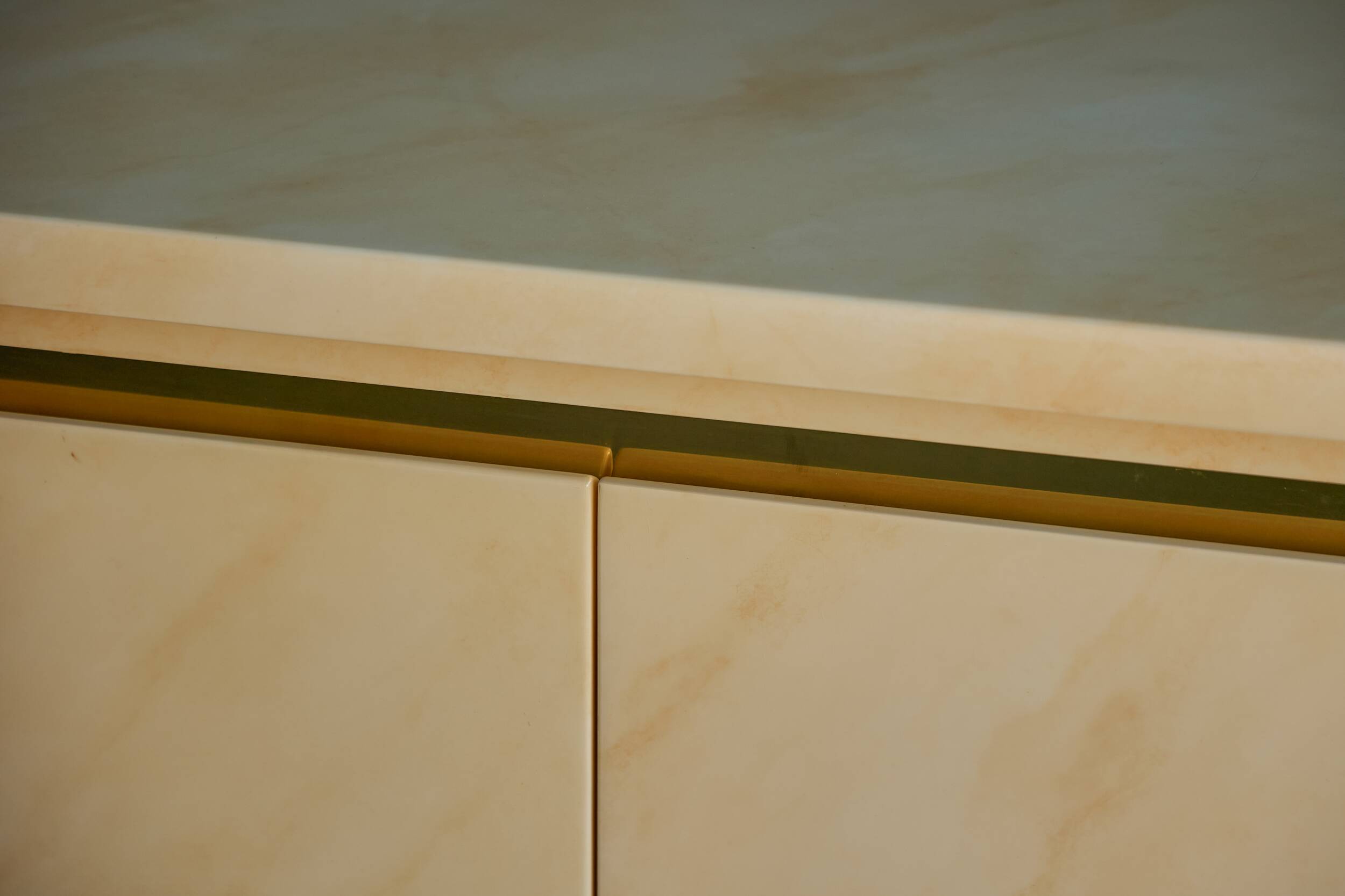 Faux-Marble Lacquered Sideboard by Jean Claude Mahey, France, 1970s