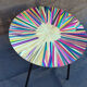 Round coffee table in straw marquetry
