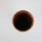 Brown ceramic tube vase signed Roger Jacques under the base
