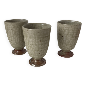 Trio of glazed stoneware vases from La Borne by Christine Pedley