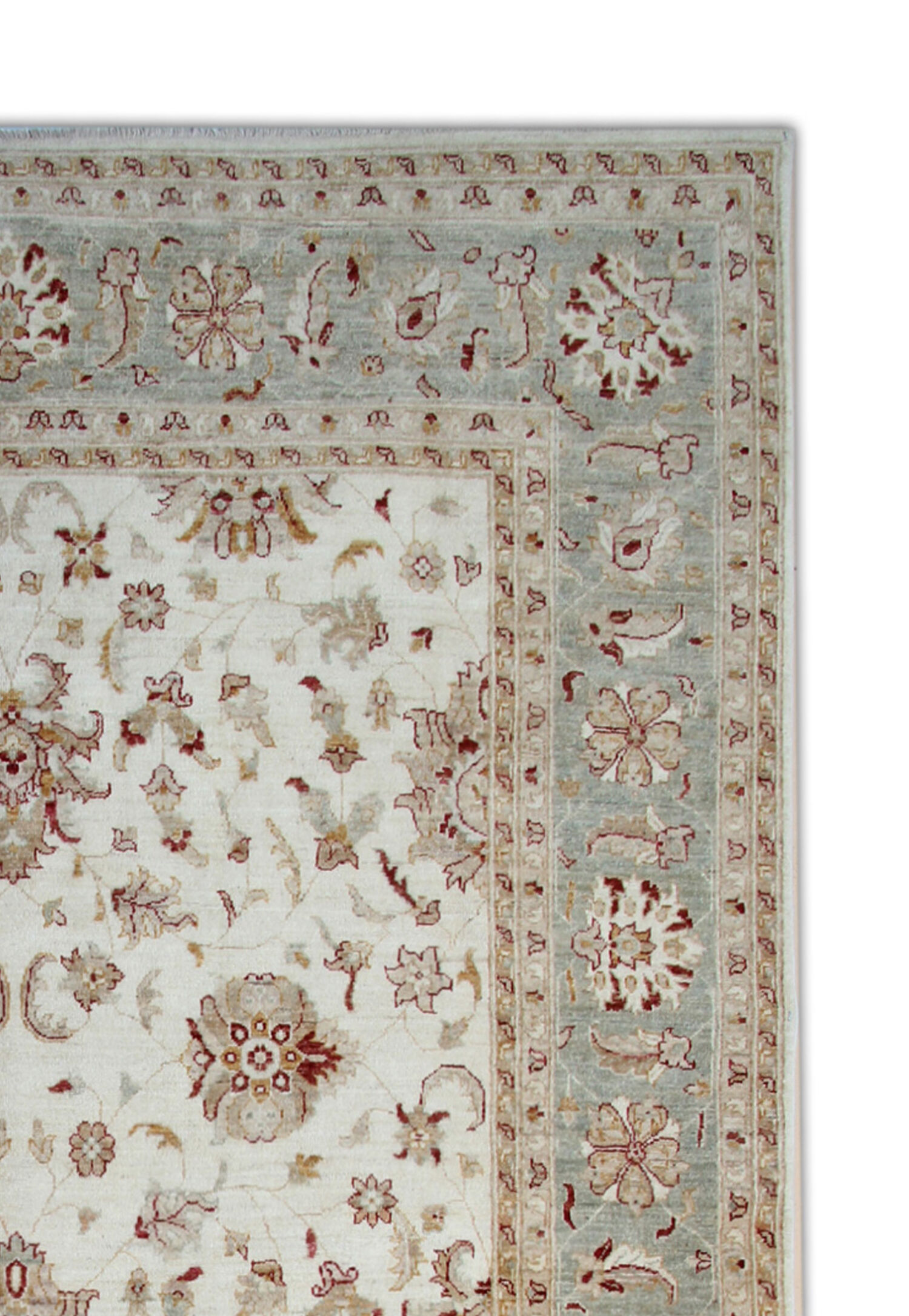 Large Ivory-cream Zielger Rug Handwoven Oriental Floral Carpet 199x292cm