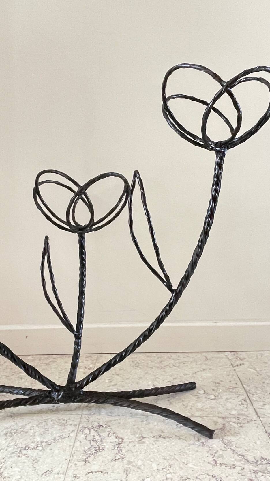 Vintage curved steel plant shelf