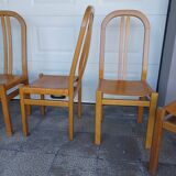 Set of 6 chairs, oak and leather