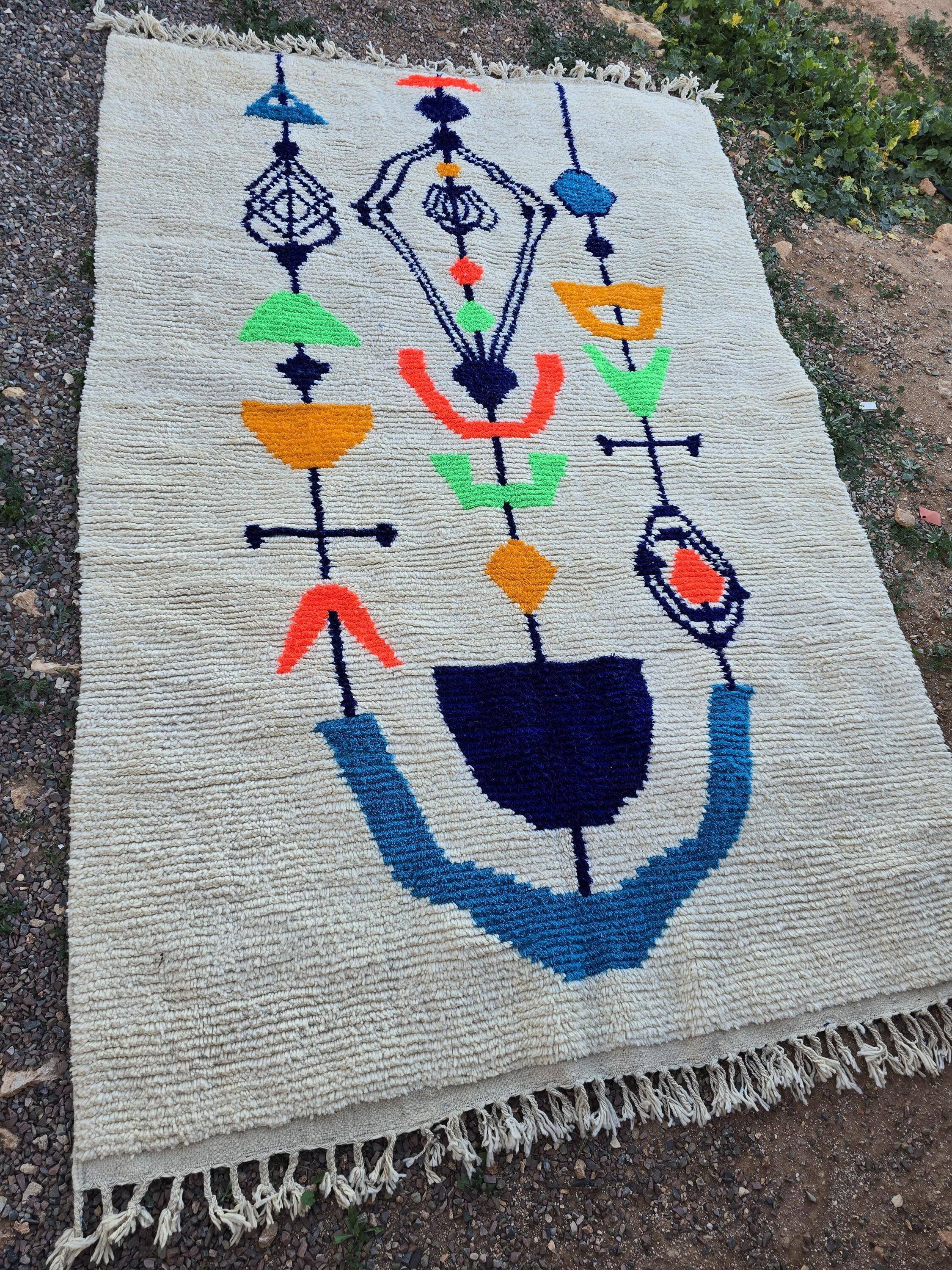 Handmade natural Berber rug 3x2 m