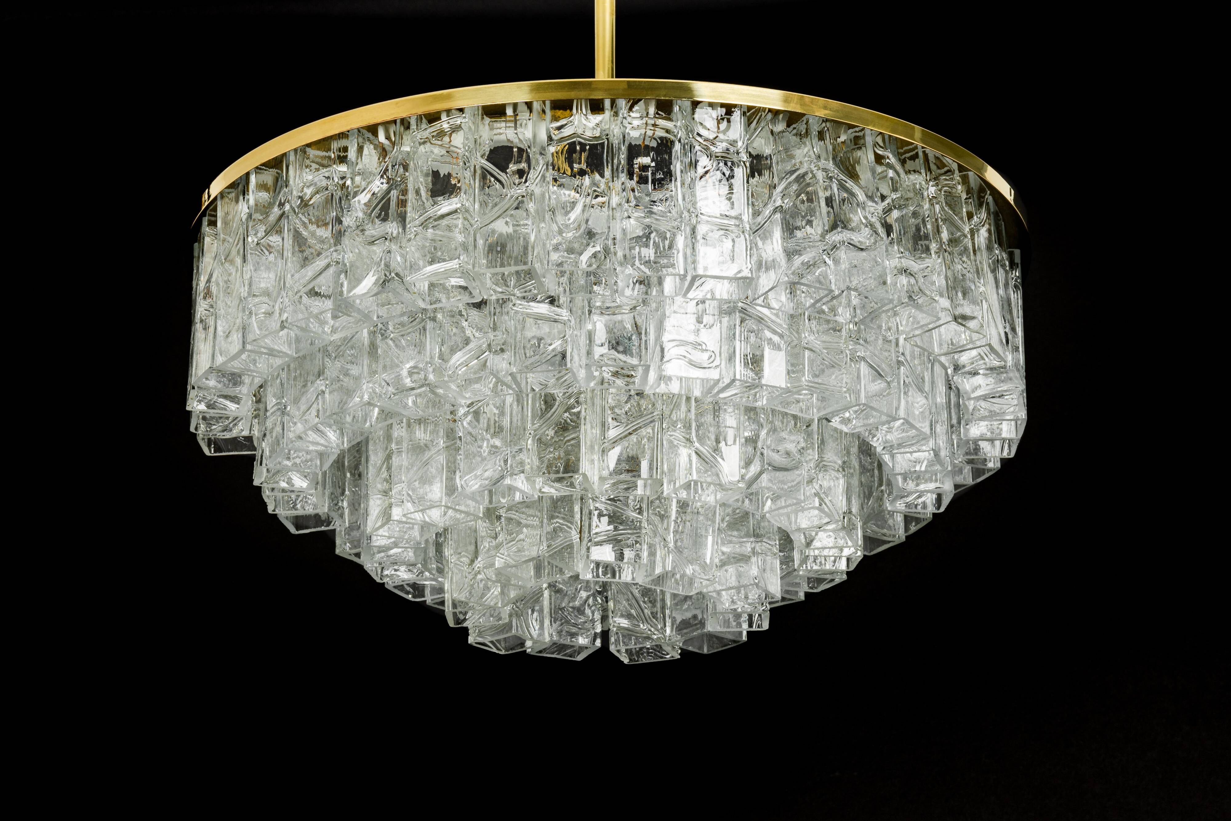 Doria Chandelier Mid-Century Frosted Glass, 1960s, Germany